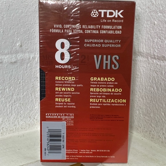 Vintage New in Package Five VHS Blank Video Tapes Fujifilm and TDK - Picture 6 of 8